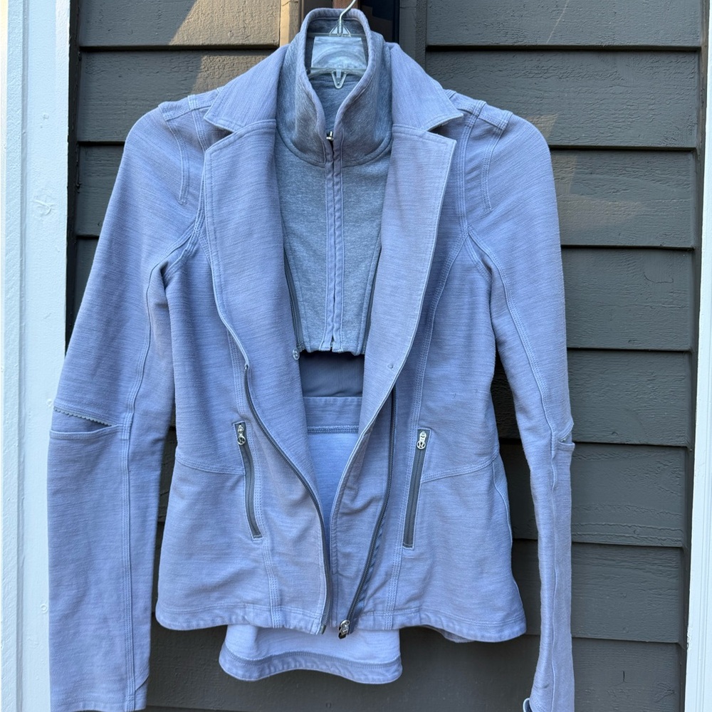 Lululemon Blazer Moto Jacket Convertible Fossil Fitted in Gray Peplum Size 8 - Picture 8 of 11